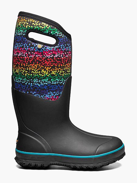 BOGS Boots Deutschland - Classic High with Handles Winterstiefel Damen Schwarz Multi DE87321